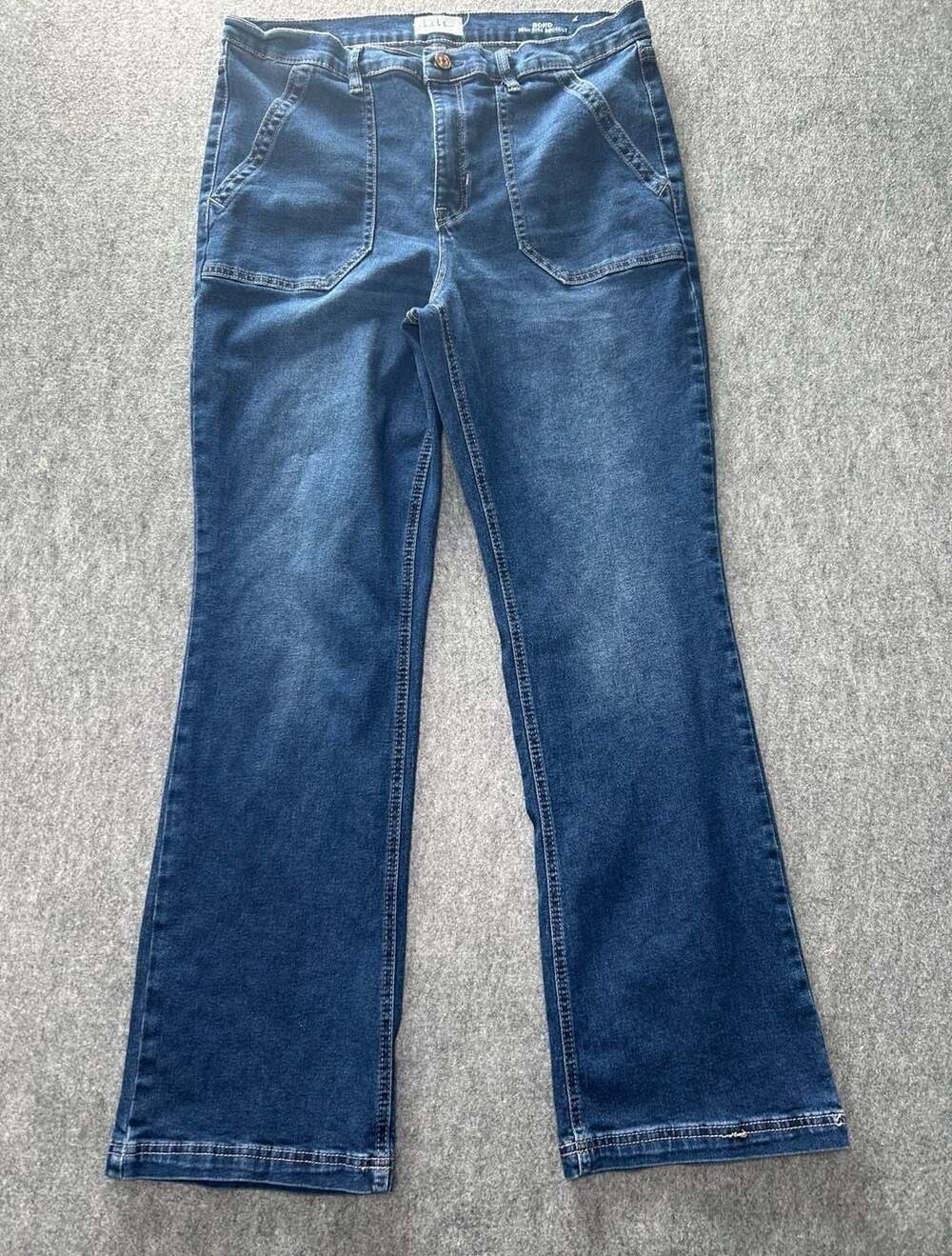 Nicole Miller New York Soho High Rise Bootcut Jeans Size 14 Patch Pocket